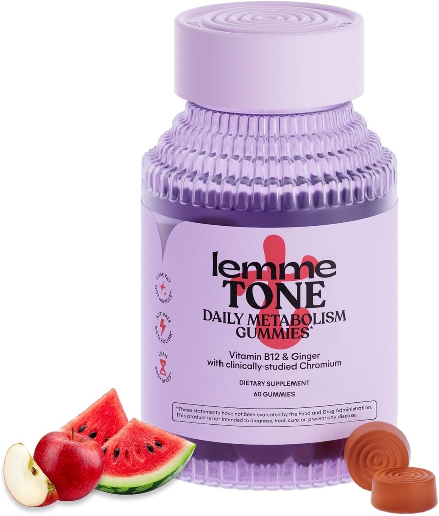 Lemme Tone Metabolisme Gummies, Apple Cider Vinegar, klinisch bestudeerd chroom, B12, Gemberwortel Extract, bevorderen Lean Body Mass, Watermeloen Apple Flavor (30 dagen levering)
