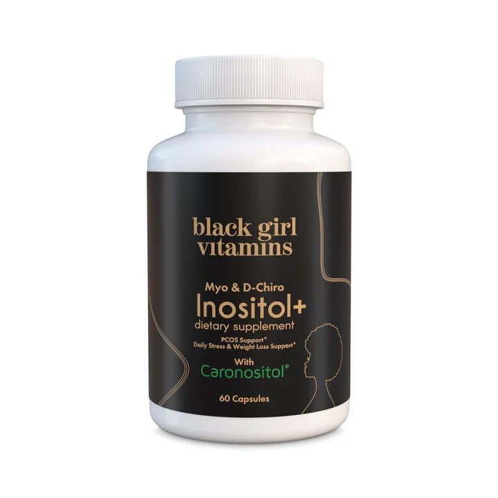 Black Girl Vitamins Inositol Supplement, 2000mg Myo + 50mg D-Chiro, Vegan Capsules to Support Hormone Balance, Healthy Ovarian & Menstrual Wellness, 60 Count