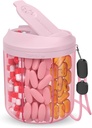 Pillendispenser met 7 grote compartementen, 4.4" H x 3.6" Dia Pillen Organizer voor Reizen, Supplement Organizer met Anti-Mixing Design, BPA-Free Pillen Container met 20 stuks etiketten, Roze
