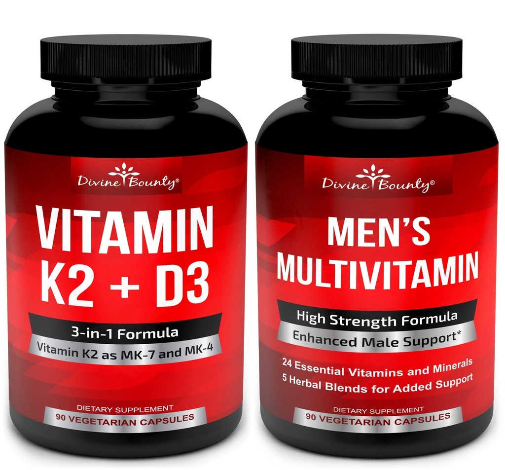 Divine Bounty Vitamine K2 met D3 & mannen multivitamine bundel