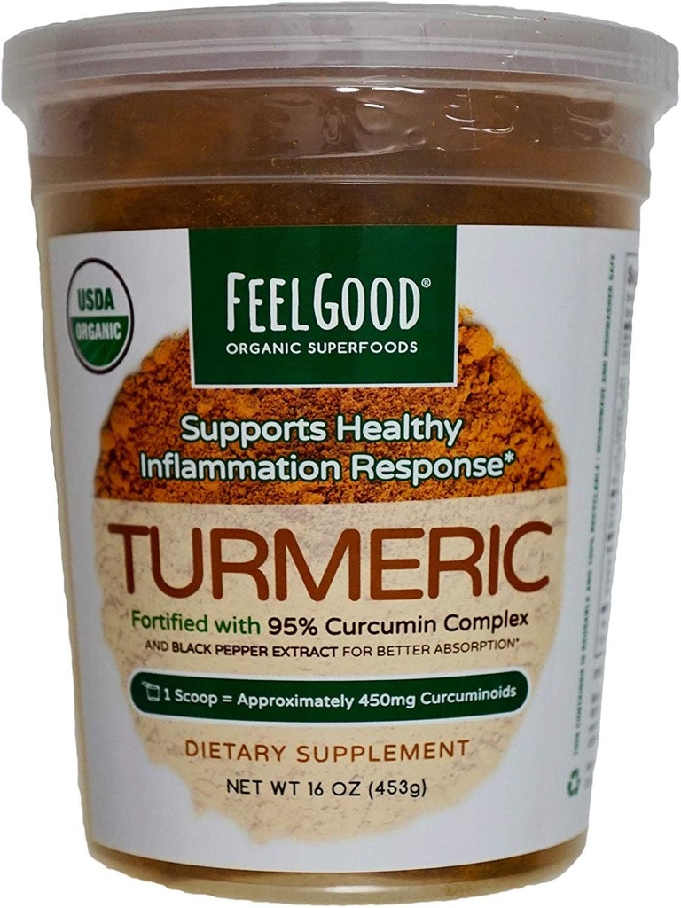 Feel Good USDA Organic Kurkuma Powder, 16 Ounces