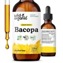 Wild & Organic Bacopa Tinctuur - Ondersteunt Kalm, Focus, Helderheid - Bacopa Monnieri Supplement Liquid - Alcoholvrije druppels met Brahmi Extract - Vegan, Sugar-Free - 2-maand levering - 2 fl oz