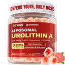 Urolithin A Filled Gummies for Longevity & Muscle Energy, Liposomal Urolithin A+ Supplement with NAD+, CoQ10, Resveratrol & L-Carnitine for Cellular, Mitochondrial, Brain & Heart Health, Vegan, 59ct