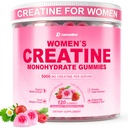 Creatine voor vrouwen, Creatine Monohydraat Gummies met Collageen, BCAA, L-Carnitine & Taurine, Aardbei smaak, Energie Creatine Supplement voor spierkracht, Energie Boost, Suikervrij, 120 Tellen