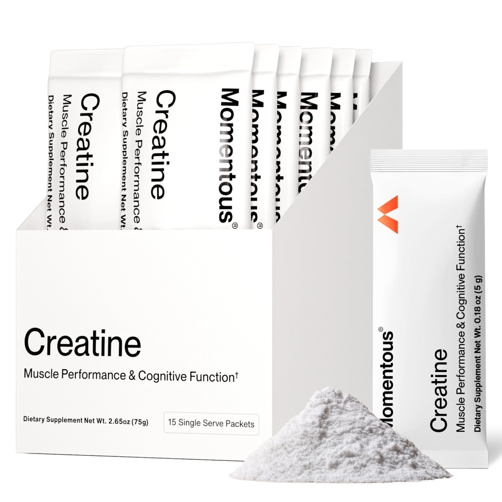 Momentous Creatine Monohydrate Powder - Creatine Powder - Supports Strength, Lean Muscle, & Recovery for Men & Women - NSF Certified for Sport - 5 g per Serving - 15 Servings