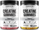 Ge Jacked Factory Creatine Monohydraat Gummies 5g Dagelijkse dosis (1g per Gummy) - Createine Gummy voor mannen en vrouwen, Veganistisch-Vriendelijk, Reizen-Vriendelijk, Derde-partij Getest - 150 Gummies, Watermeloen & Citroen
