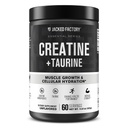 Jacked Factory Creatine + Taurine - Creatine Monohydrate 5000mg with Taurine 2000mg for Increased Muscle Strength & Cellular Hydration - 60 Servings, Unflavored