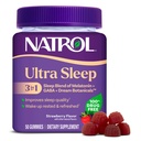 Natrol Ultra Sleep 3-in-1 100% Drugvrije slaaphulp Blend met Melatonine, GABA & Botanicals, Dieetsupplement, Non-Habit vorming, 50 Gummies
