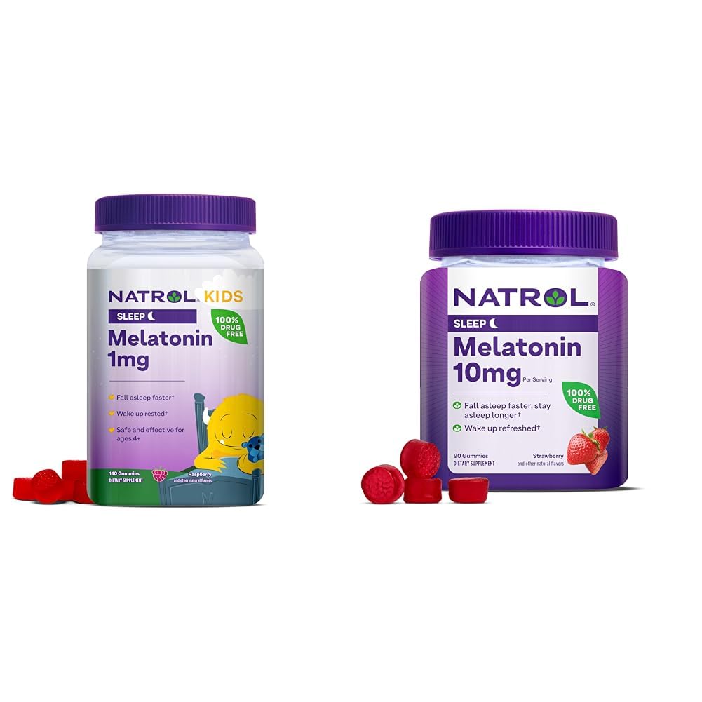 Natrol Kids Melatonine 1mg 140 Berry Gummies Melatonine 10mg 90 Aardbei Gummies Slaaphulp