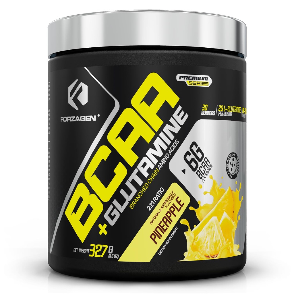 Forzagen BCAAS Amino Acids Powder with Glutamine BCAA Powder, Branched Chain Amino Acids Supplements Powder, BCAA Lean Energy Pre Workout - Post Workout Muscle Recovery Powder, 30 Servings
