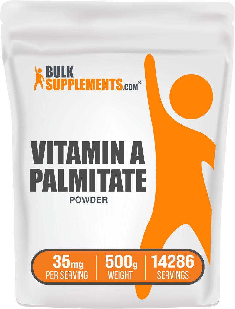 BulkSupplements.com Vitamin A Palmitate Powder - as Retinol Palmitate, Vitamin A Supplement for Immune & Eye Support - Gluten Free, 35mg per Serving, 500g (1.1 lbs) (Pack of 1)