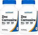 Nutricost Zink Carnosine 86mg, 120 Capsules - Non-GMO, Glutenvrij, Zink L-Carnosine Supplement (verpakking van 2)