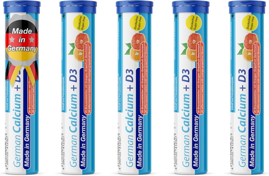Duitse Calcium + VIT. D - 100 Vegetarische Drank Bruistabletten - Smaak sinaasappelsap - Made in Germany