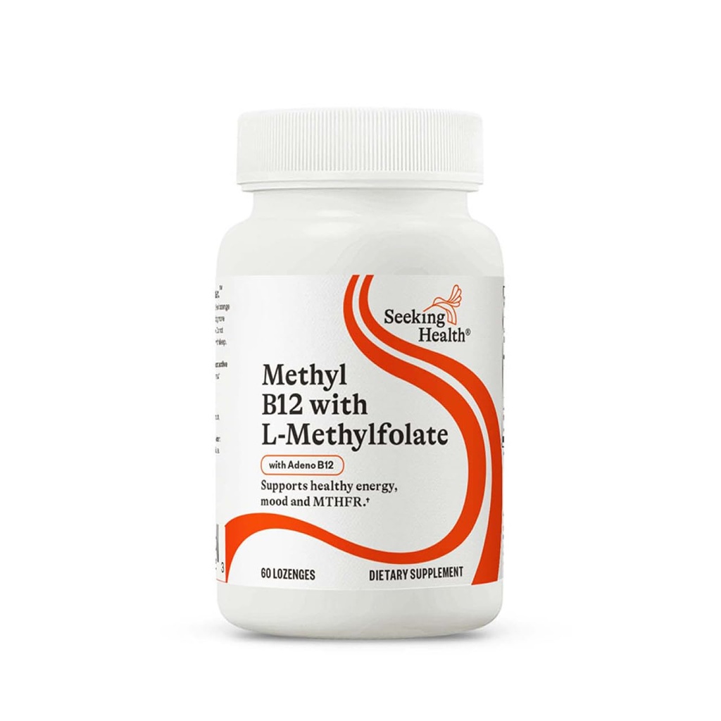 Seeking Health Methyl B12 with L-Methylfolate - MTHFR Support Supplement - Methylation Support Supplement - Lozenges to Support Brain Health & Energy - 60 Lozenges