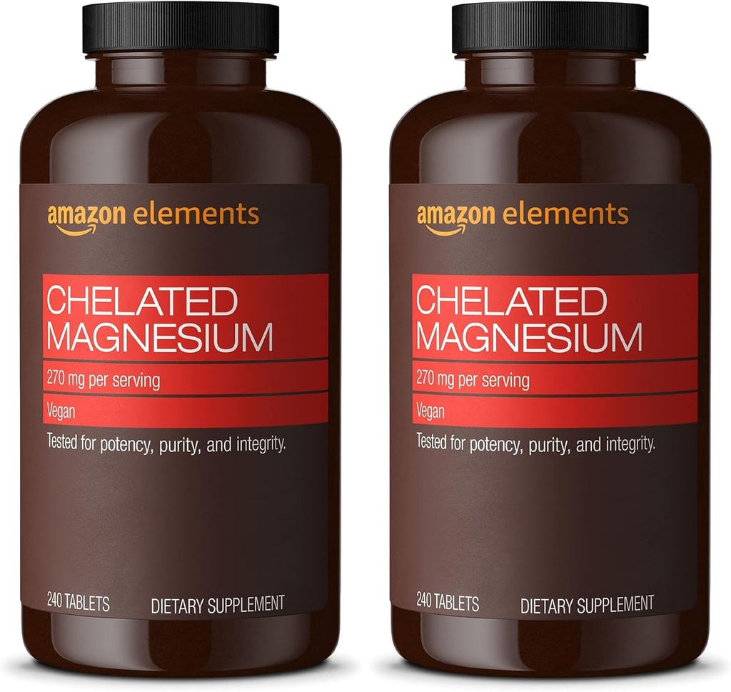 Elementen - Gecheld Magnesium, 240 tabletten, 270 mg per portie, als Magnesium Glycinate Chelaat, Vegan (verpakking van 2)