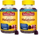 Nature Made Time Release Melatonin 3mg Gummies,100% Drug Free Sleep Aid for Adults,60 Melatonin Gummies,60 Day Supply,(Pack of 2)