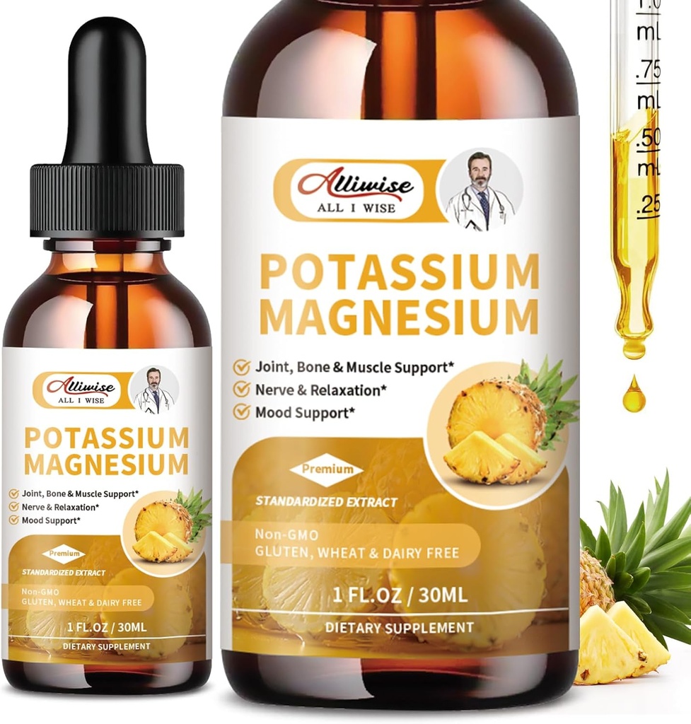 2 Pack Kalium Magnesium Supplement Liquid - Hoge absorptie Kalm Magnesium Complex 500mg & Kalium 99mg Plus Calcium, Vitamine D3, Zink voor Leg Cramps & Bone & Energy & Immuun Ondersteuning - 2 Fl oz