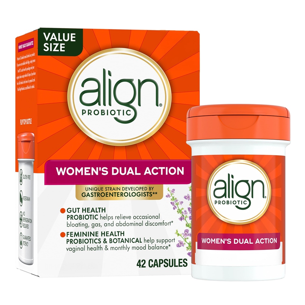 Uitlijnen Probiotica, Womens Dual Action, Vaginale Probiotica voor vrouwen, Vrouwen Probiotica voor Vaginale Gezondheidsondersteuning, met Probiotica voor Digestieve Gezondheid, 42 Probiotische Capsules