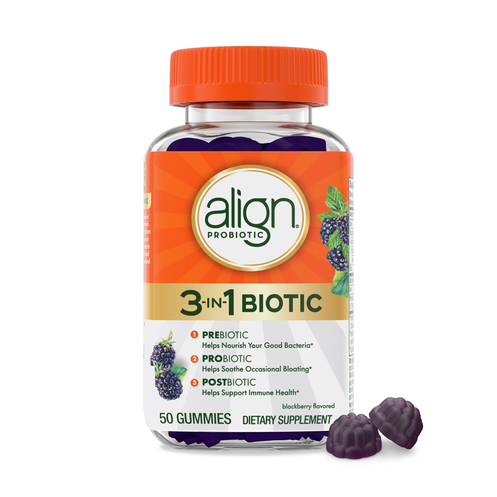 Uitlijnen Probiotic, 3-in-1 Biotische Gummy's, Prebiotic + Probiotic + Postbiotic, #1 Doctor Aanbevolen Probiotic Brand