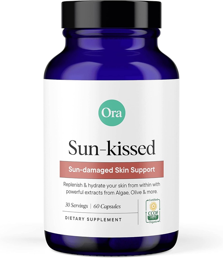 Ora Organic Skin Health Supplement - Sun Damage Support - Promotes Skin's Natural Defense | Vegan Antioxidants Including Astaxanthin and Carotenoids - 1 Month Supply, 60 Capsules