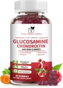 Glucosamine Chondroitin Gummies Drievoudige sterkte (1.000 mg Glucosamine,750mg Chondroitin) met MSM, Kurkuma, Quercetine, Vitamine E, Gezamenlijke Ondersteuning Supplement, Antioxidant 60 Gummies Raspberry Flavor