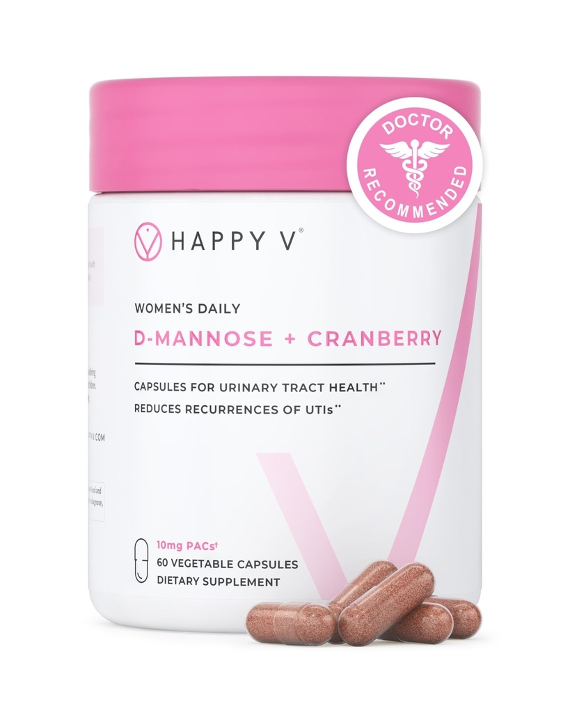 Happy / Dr. Geformuleerde D-Mannose met Cranberry pillen voor vrouwen Cranberry voor urineweginfecties & D Mannose Powder for UTI Infection Prevention, Blader & Urinary Tract Health & Harmony