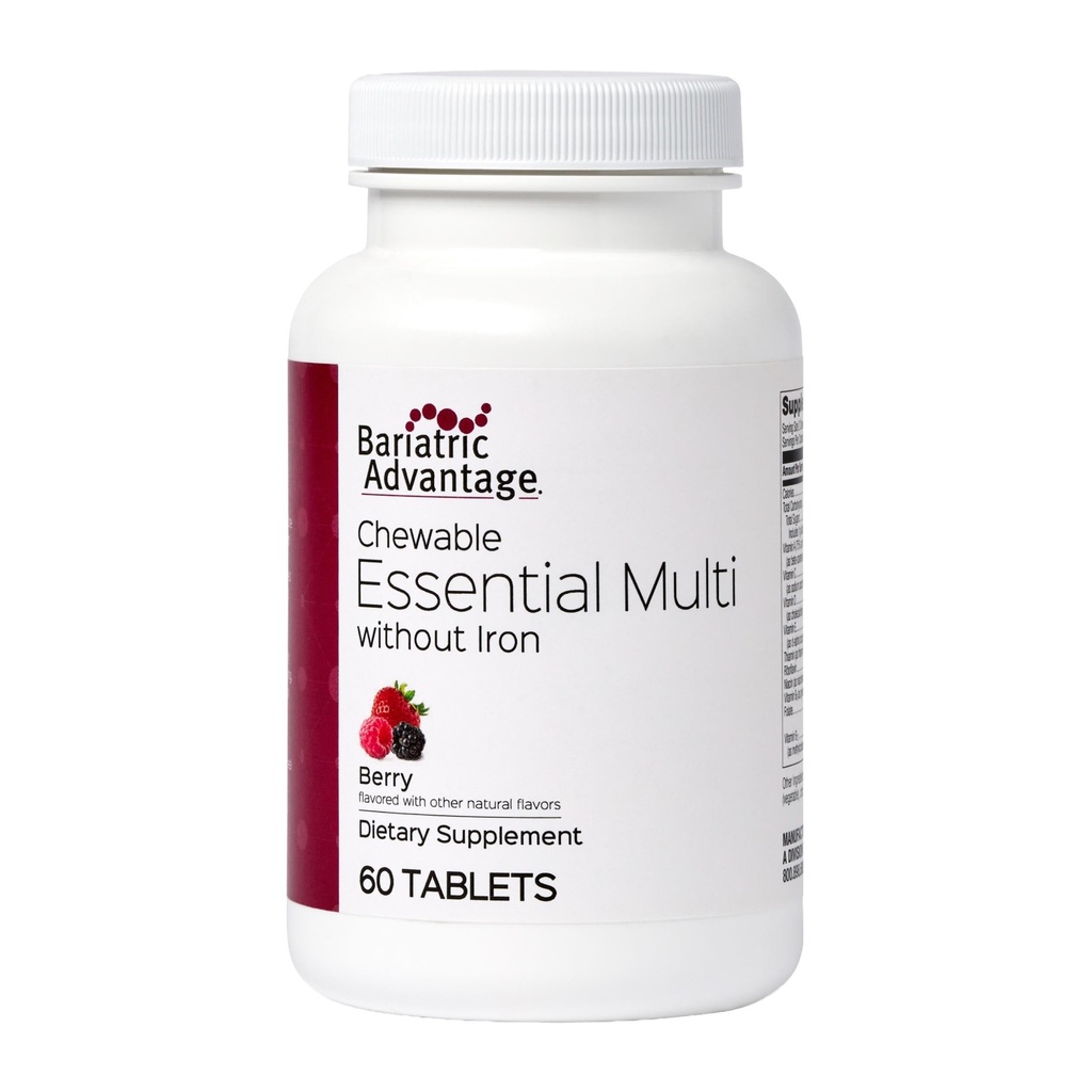 Bariatric Advantage Essential Multivitamin Without Iron - 200 DV of Key Nutrients - Trace Mineral Support* - Multivitamins for Bariatric Patients - Berry - 60 Tablets