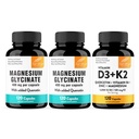 Sandhu's Magnesium Glycinate & Vitamin D3 K2 with Quercetin Capsules | Supports Quality Sleep, Relaxation, Immune, Muscle Health & Energy