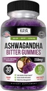 Kaya Naturals Ashwagandha Bitter Gummies - Natural Stress Relief, Boost Energy & Mental Clarity, Non-GMO, Glutenvrij, Kauwbare Gummies - 30 Tel.