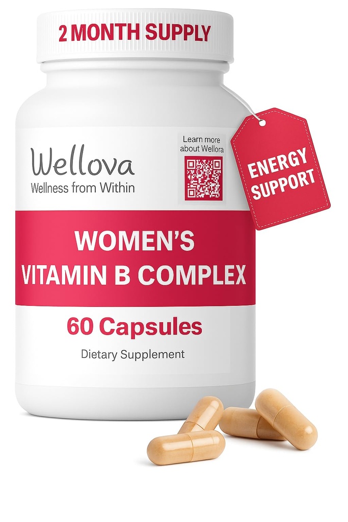 Vitamin B Complex Bevordert Energie, Hersenen & Hartondersteuning Vitamin B1, B2, B3, B5, B6, B7, B8, B9, B12, Vitamine C, Choline, Inositol, Superior Pure Organic Abouture 60 Capsules