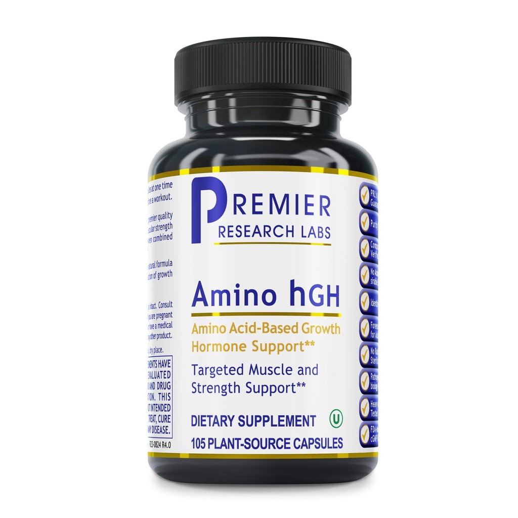 Premier Research Labs Amino HGH - HGH Supplementen voor mannen, HGH Supplementen voor vrouwen, Aminozuren, L-Arginine, L-Lysine, HGH Enhancer, Ondersteuning Human Growth Hormone en Spiergroei - 105 Capsules