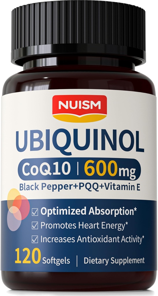 CoQ10 600mg Softgels,Ubiquinol Q10 Coenzyme Supplement,Coq 10 600mg Vitamins Maximum Absorption,Antioxidant Support for Heart Health & Energy
