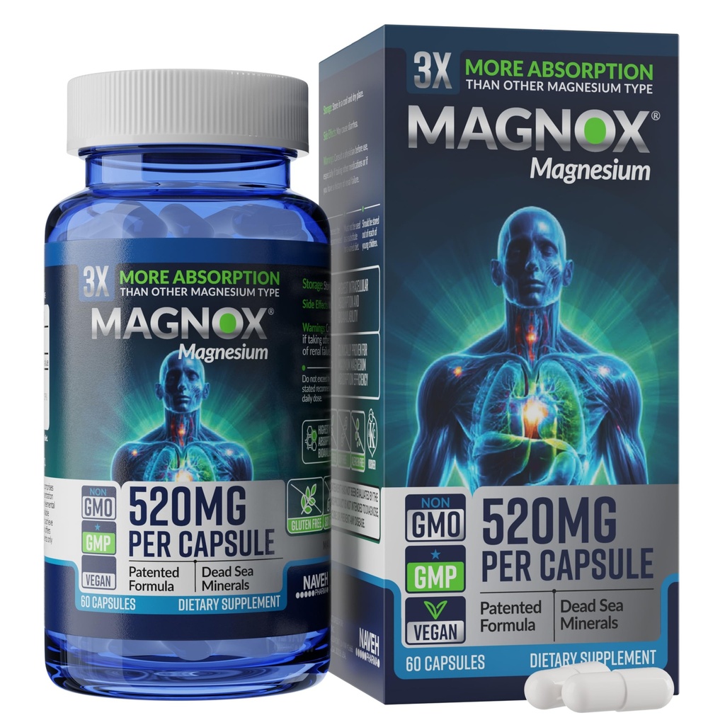 Magnox® 520mg magnesiumsupplement 520mg magnesium met hoge absorptie voor mannen en vrouwen met dode zeemineralen 3X Meer absorptie Gepatenteerde formule