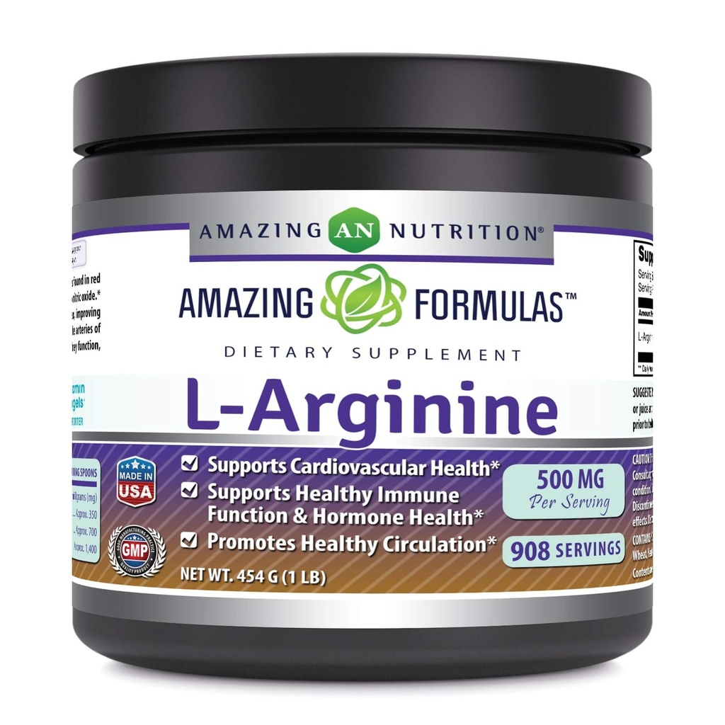 Amazing Formulas L-Arginine Powder Supplement | Non-GMO | Gluten Free | Made in USA (1 Lb)