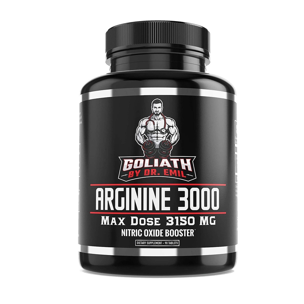 Dr. Emil - L Arginine (3150 mg) Hoogste capsuledosis - Nitric Oxid Supplement for Vasculaire, Endurance and Heart Health (AAKG and HCL) - 90 tabletten