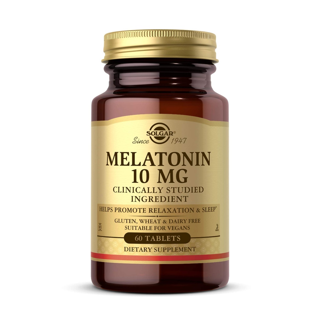 Solgar Melatonine 10mg Tabletten HighDosage helpt bij het bevorderen van ontspannen Slaap klinisch gestud Melatonine ondersteunt natuurlijke slaapcyclus Vegan Gluten vrije zuivelvrije Kosher porties, 60 Tellen