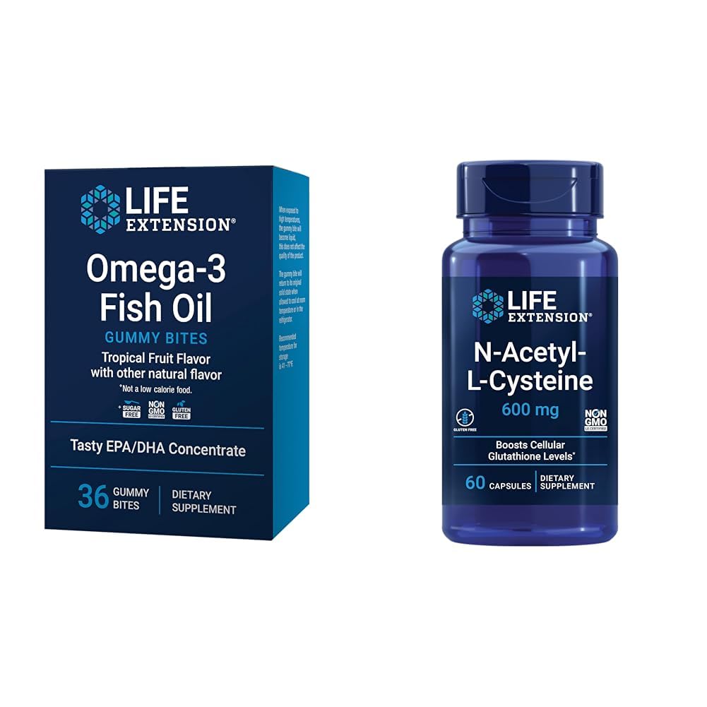 Levensverlenging Omega-3 Visolie Gummybeten en N-Acetyl-L-Cysteine Immune & Respiratoire Ondersteuning
