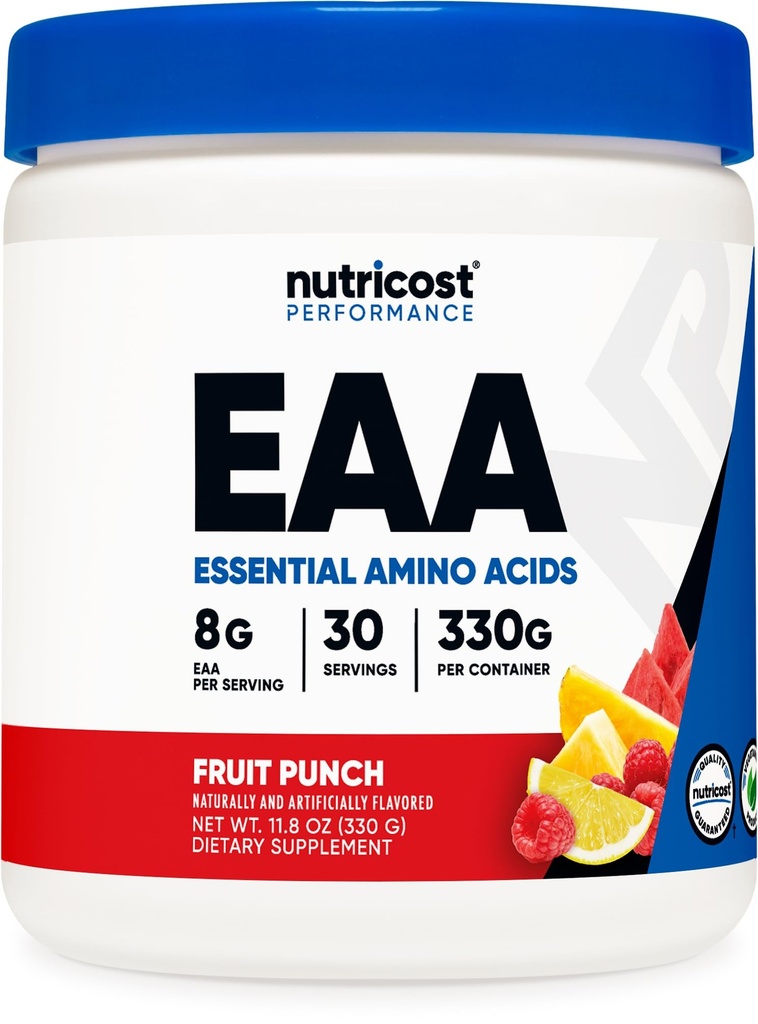 Nutricost EAA Powder 30 Serves (Fruit Punch) - Essentiële Aminozuren - Non-GMO, Glutenvrij, Vegetarisch Vriendelijk