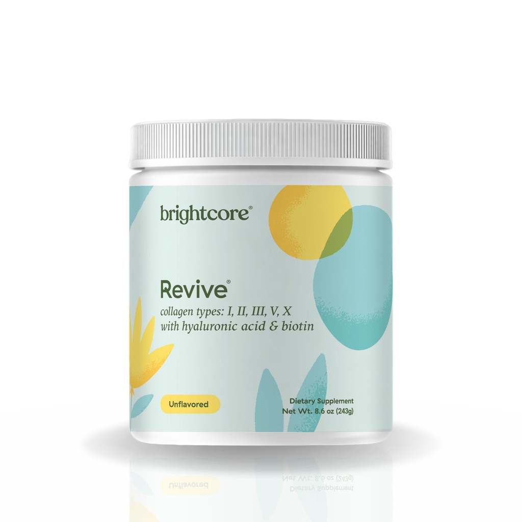 Brightcore Nutrition Revive Multi Collagen Protein Powder with Vitamin C and Hyaluronic Acid, Non-GMO, Gluten-Free Collagen Powder for Women and Men, Unflavored, 30 Servings