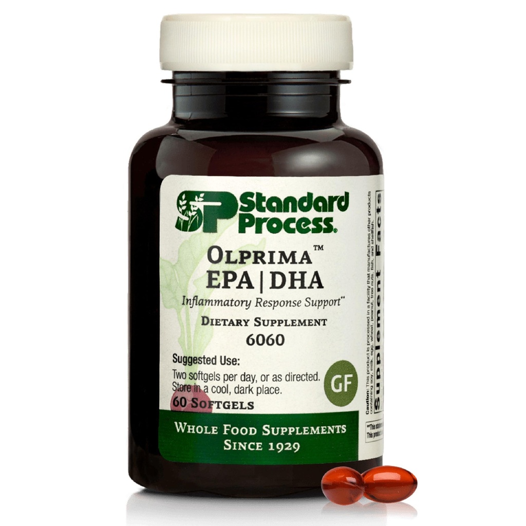 Standard Process Olprima EPA|DHA - Supplement for Brain Health with Omega-3 - Supports a Healthy Heart - Gluten-Free, Non-Dairy & Non-Soy - 60 Softgels (30 Servings)