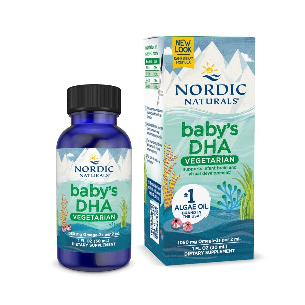 Nordic Naturals Baby DHA Vegetarian, Unflavored - 1050 mg Plant-Based Omega-3-1 oz - Ondersteunt de ontwikkeling van hersenen en visie bij baby's - Niet-GMO, Veganistisch - 15 Serven