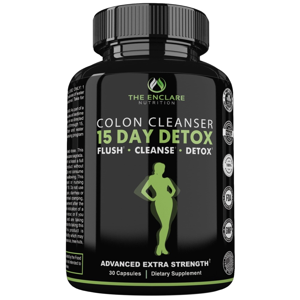 THE ENCLARE NUTRITION Colon Cleanse 15 Day Gut Cleanse Pillen - Colon Cleanser voor vrouwen en mannen - Psyllium Probiotica Laxatives for Constipatie, Bloating Relief, Detox Reinigen gewichtsverlies Ondersteuning (1)
