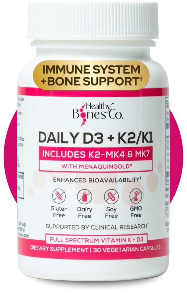 Premium D3 K2 - Full Spectrum Vitamin D3 K2, 2000 IU D3 + MK7 + MK4 + K1, Daily D3 K2 & K1 Supplements - Vitamin D Supports Calcium Absorption for Strong Bones & Immune Health - 30 Capsules