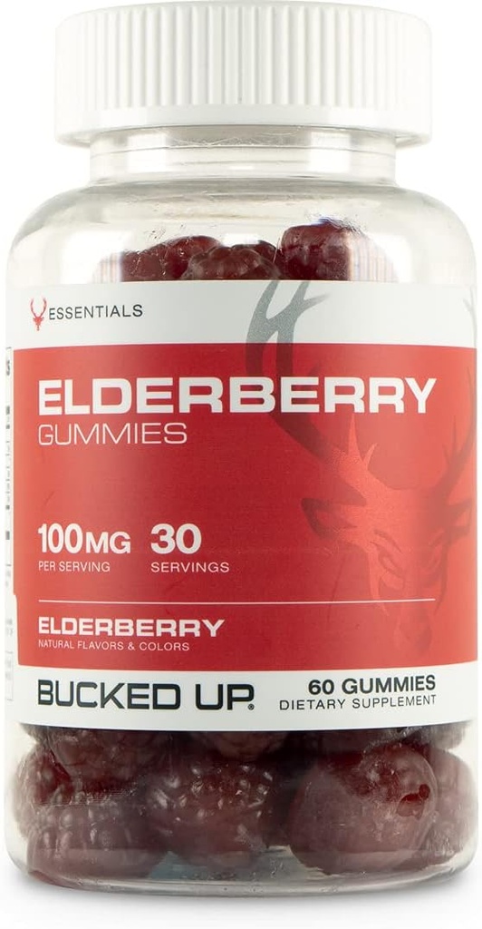 Gebogen vlierbessen Gummies met zink en vitamine C 100mg, 60 Gummies - Essentials