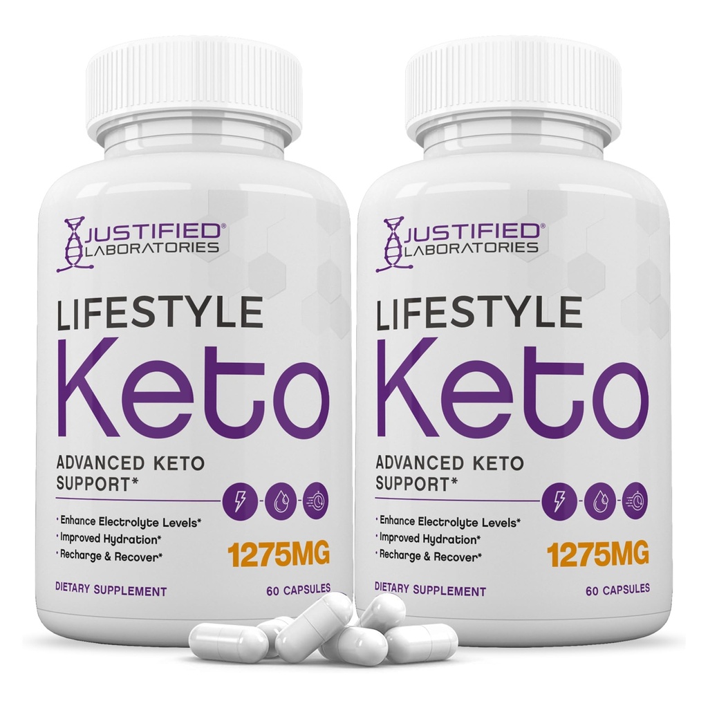 Justified Laboratories (2 Pack Lifestyle Keto Pillen 1275MG Nieuwe en verbeterde formule bevat Apple Cider Vinegar Extra Virgin olijfolie poeder Groen theeblad 120 capsules