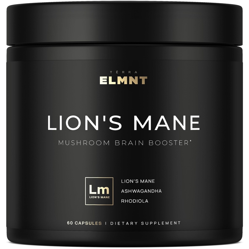 16x Strength Lions Mane Supplement Capsules Super Nootropic w. Ashwagandha & Rhodiola - Hoogste Potentie 16:1 Lion's Mane Mushroom Extract 50% Polysacchariden Hersensupplementen voor Geheugen en Focus