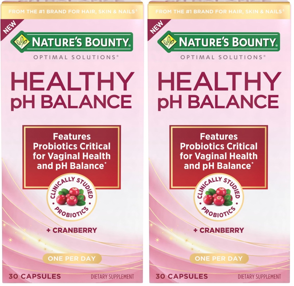 Nature's Bounty Probiotica voor vrouwen, Vaginale Probiotica voor een gezonde pH-balans, 2 miljard CFU, Klinisch bestudeerde strepen, Optimale oplossingen pH-balans pillen, 30 Vegetarische Capsules (pakket van 2)