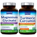Aangeboren vitaliteit Magnesium Glycinate & Turmeric Bundle, hoge absorptie, gewrichts-, spier- en zenuwgezondheid, zwarte peperextract, bundel & Save, 120 capsules & 90 capsules