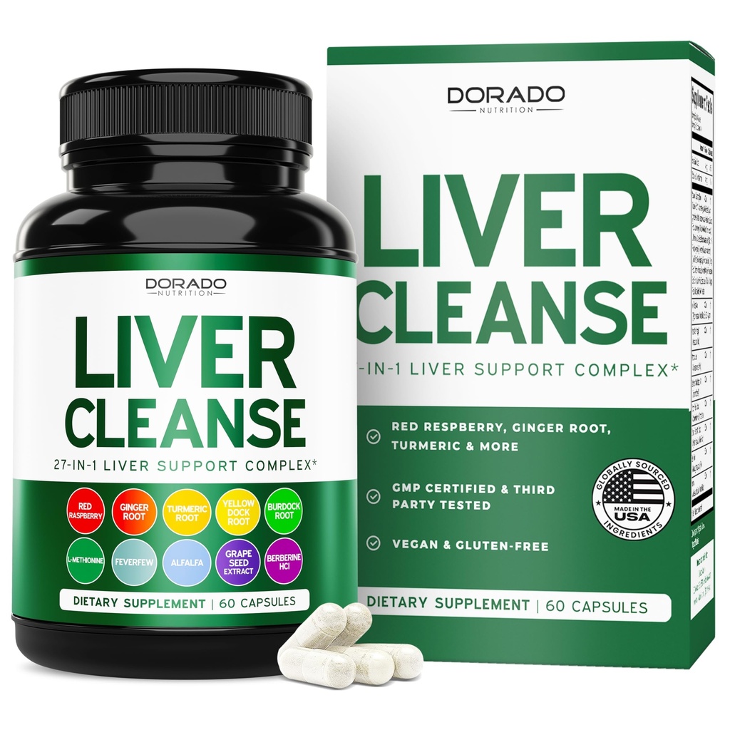 Leverreiniging Detox & Repair (27 in 1 Formule - Melkdistel, Dandelion Root, Kurkuma, Artichoke Extract & Meer) - Detox Reiniging Supplement, Lever Ondersteuning voor Volwassenen, Vegan - 60 Capsules