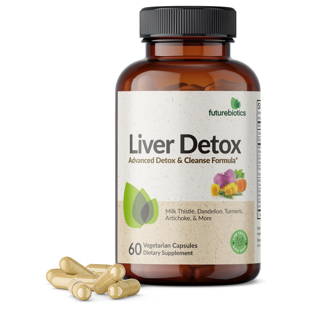 Futurebiotics Liver Detox Advanced Detox & Cleanse Formula Ondersteunt gezonde leverfunctie met melkdistel, Dandelion Extract, Kurkuma, Artichoke Leaf, & Meer, Niet-GMO, 60 Vegetarische Capsules